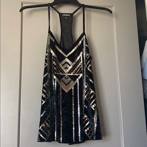 black and gold sparkly tank